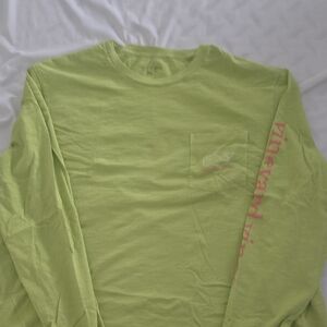 Vineyard Vines Men's Lime Long Sleeve Tee with Pink Logo